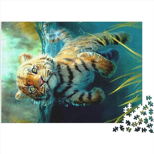 Puzzle Jigsaws Cute Tiger 1000 Pieces for Adults Art Jigsaw Puzzles for Adults Wooden Jigsaws Adults Puzzle Gifts Educational Game for Adult Child 1000pcs 75 * 50cm von GDFWB