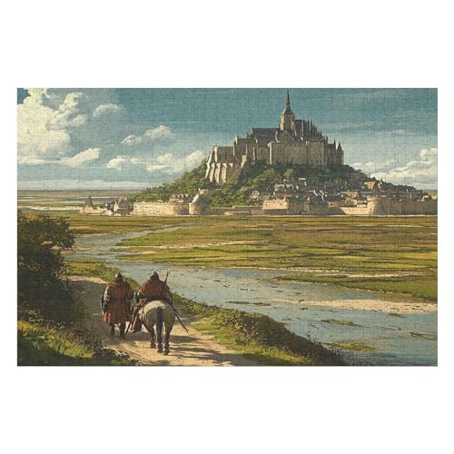 Puzzle Mont Saint Michel 1000 Teile, Puzzle Für Erwachsene, Kinder, Jungen, Mädchen, Jugendliche 1000 PCS von GDFWB