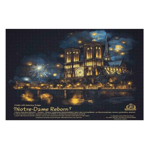 Puzzle Notre Dame De Paris 1000 Teile, Puzzle Für Erwachsene, Kinder, Jungen, Mädchen, Jugendliche 1000 PCS-50 * 75cm von GDFWB