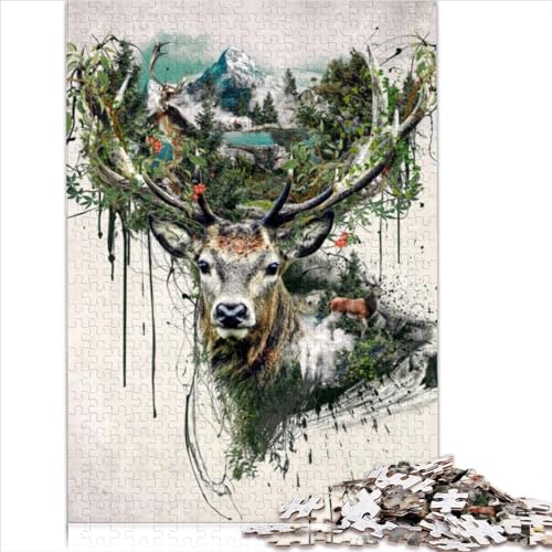 Puzzle for Adults, Deer, 500 Pieces, Suitable for Adults and Children Over 16 Years, Wooden Puzzles for Family Fun 52 * 38cmD8T471K von GDFWB