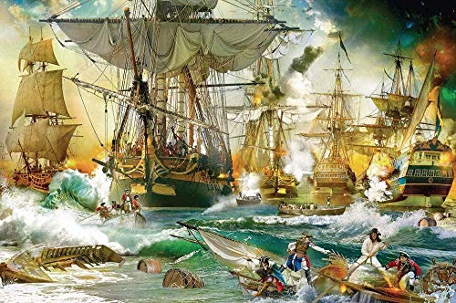 Puzzle für Erwachsene, 1000 Teile, Holzpuzzle, Piratenschiff, Kinderkunst, DIY, Freizeitspiel, lustiges Spielzeug, Geschenk, geeignet für die Familie, 1000 Teile, 75 x 50 cm von GDFWB