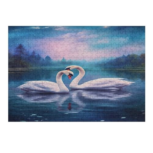 Puzzle für Erwachsene, 1000 Teile, Schwan, Puzzles für Erwachsene und Kinder, Holzbrett-Puzzle, Familiendekoration, 75 x 50 cm, 377g404 von GDFWB