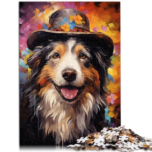 Puzzle für Erwachsene, 1000 Teile, farbenfroher Psychedelischer Cowboy-Schäferhund, geeignet für Kinder ab 12 Jahren, Holzpuzzle, als Geschenk für die ganze Familie und die ganze Familie,75 * 50cm von GDFWB