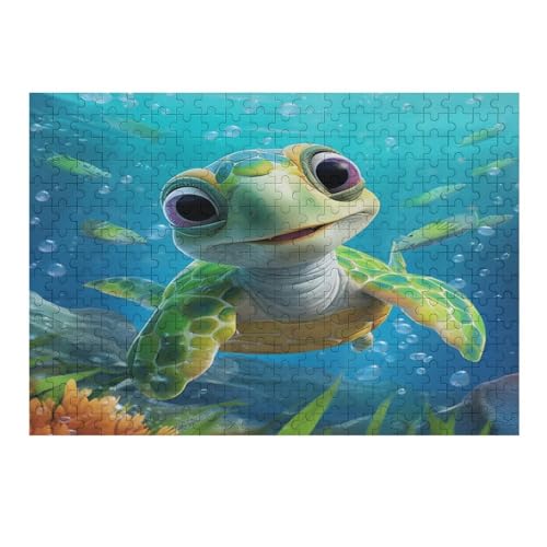 Puzzle für Erwachsene, 1000 Teile, niedliche Schildkröte, Puzzles für Erwachsene und Kinder, Holzbrett-Puzzle, Familiendekoration, 75 x 50 cm, 482g509 von GDFWB