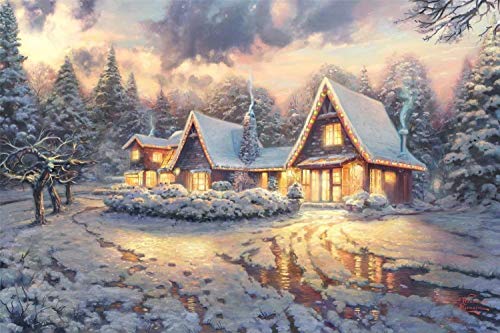 Puzzle für Erwachsene, 1000 Teile für Erwachsene, Christmas Lodge von Thomas Kinkade, Holz-Zusammenbau-Dekoration für das Heimspielzeug, Spiel, Geschenk, 75 x 50 cm von GDFWB