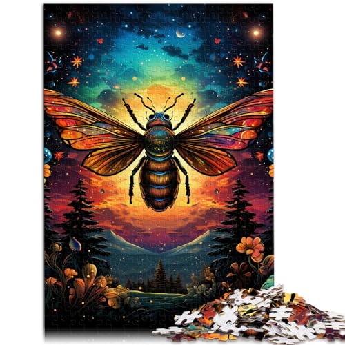 Puzzle für Erwachsene, 300 Teile, farbenfrohe Psychedelie mit Insekten am Sternenhimmel, geeignet für Erwachsene und Jugendliche ab 12 Jahren, Holzpuzzle für Erwachsene, Denksportaufgabe,38 * 26cm von GDFWB