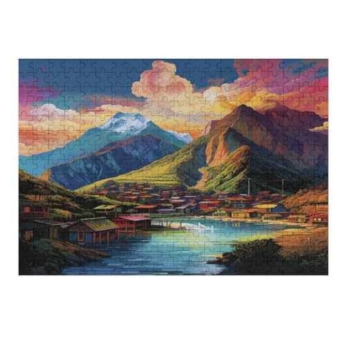 Puzzle für Erwachsene, Dörfer, 1000 Teile, Holzpuzzle für Erwachsene und Kinder, herausforderndes Spiel, 75 x 50 cm, 466g493 von GDFWB