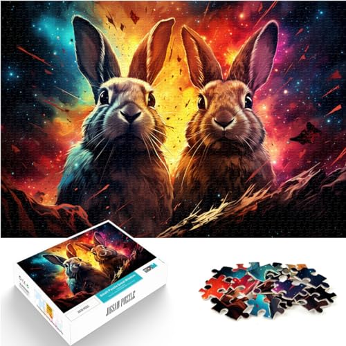 Puzzle für Erwachsene 1000, Fantasievolles, farbenfrohes Kaninchen unter dem Sternenhimmel, Geeignet für Erwachsene und Kinder ab 12 Jahren, Holzpuzzle, Lernspiele für Erwachsene und Kinder,75 * 50cm von GDFWB