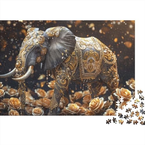 Puzzle mit Elefant und Rose, 1000 Teile für Erwachsene, 1000 Teile, unmöglich, 1000 Teile, Puzzle für Erwachsene und Kinder ab 12 Jahren, 1000 Teile, 75 x 50 cm, 103g130 von GDFWB