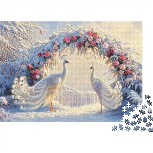 Puzzle mit weißem Pfau, 1000 Teile, für Erwachsene, 1000 Teile, Stressabbau, 1000-teiliges Puzzle für Erwachsene und Kinder ab 12 Jahren, 1000 Teile, 75 x 50 cm, 90g117 von GDFWB