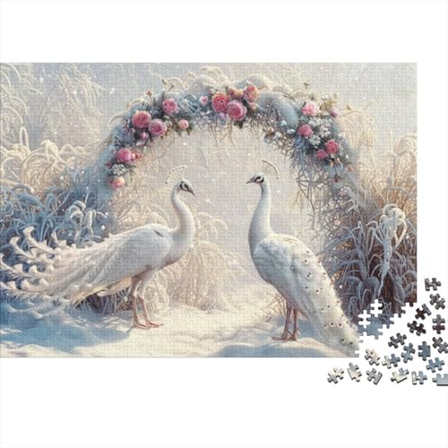 Puzzle mit weißem Pfau, 1000 Teile für Erwachsene, 1000 Teile, einzigartige Heimdekoration und Geschenke, 1000 Puzzles für Erwachsene und Kinder ab 12 Jahren, 1000 Teile, 75 x 50 cm, 63g90 von GDFWB