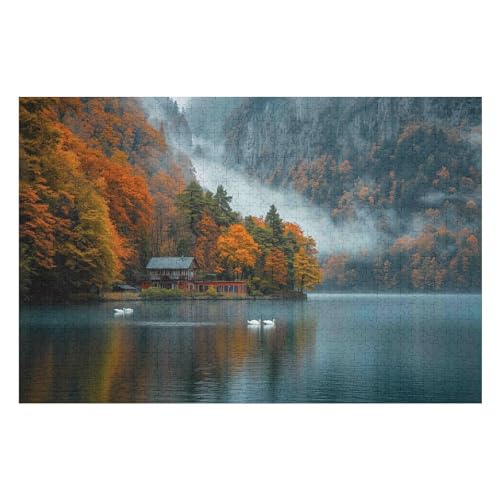 PuzzleAutumn Scenery by The Lake Holzpuzzle, Lernagame, Schwierige Herausforderung, Puzzle Für Kinder Und Erwachsene, 1000 PCS-38 * 52cm von GDFWB