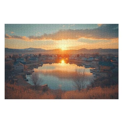 PuzzleSmall American Town Holzpuzzle, Lernagame, Schwierige Herausforderung, Puzzle Für Kinder Und Erwachsene, 2000 PCS-70 * 100cm von GDFWB