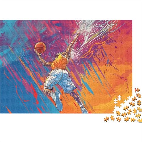 Puzzles Für Erwachsene，1000 Teile Holzpuzzle -Basketball,Sport Zeichentrickfilm Thema Puzzle Geschenk Wanddekoration 1000pcs （75 * 50cm） von GDFWB