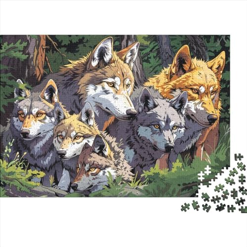 Puzzles Für Erwachsene，300 Teile Holzpuzzle -Wolf,Tier Zeichentrickfilm Thema Puzzle Geschenk Wanddekoration 300pcs （38 * 26cm） von GDFWB