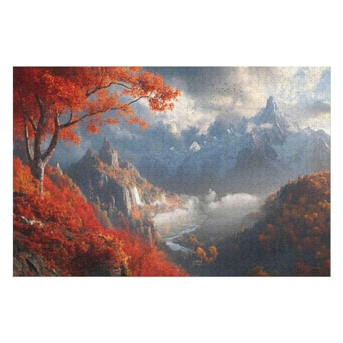 Puzzles for Adults Alpine Maple Forest Stress Relief Family Puzzle Game with Full Size Poster Puzzle Children Educational Game Toy Gift 1000 PCS38*52cm von GDFWB