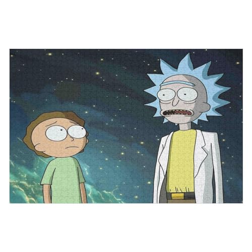 Puzzles for Adults Rick and Morty Stress Relief Family Puzzle Game with Full Size Poster Puzzle Children Educational Game Toy Gift 1000 PCS von GDFWB