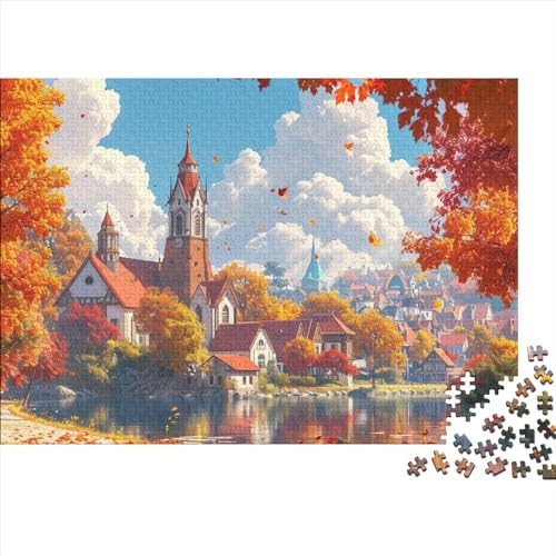 Quiet Village 500 Puzzleteile für Erwachsene, Puzzle „Golden Maple Tree“, 500-teiliges, schwieriges Puzzle, Premium, tolles Geschenk für Erwachsene, 500 Teile, 52 x 38 cm von GDFWB