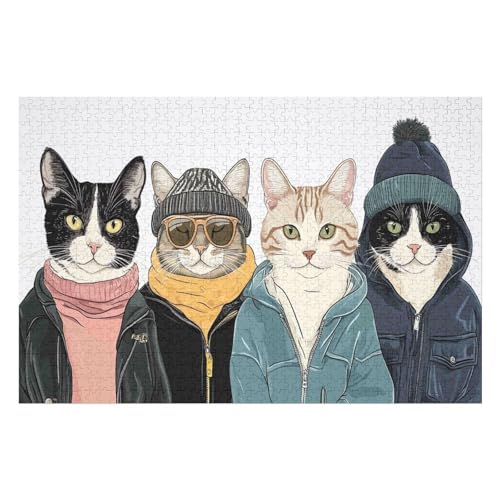 Rätsel Für Erwachsene, Cat Squad Anspruchsvolles Puzzle, Heimdekor-Geschenk, 1000 Teile 1000 PCS-50 * 75cm von GDFWB