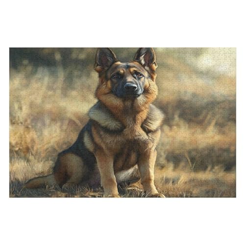 Rätsel Für Erwachsene, Dog German Shepherd Anspruchsvolles Puzzle, Heimdekor-Geschenk, 1000 Teile 1000 PCS von GDFWB