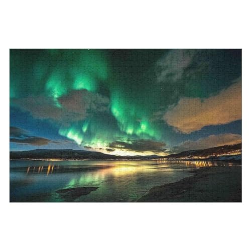 Rätsel Für Erwachsene, Northern Lights in Norway Anspruchsvolles Puzzle, Heimdekor-Geschenk, 1000 Teile 1000 PCS—75 * 50cm von GDFWB