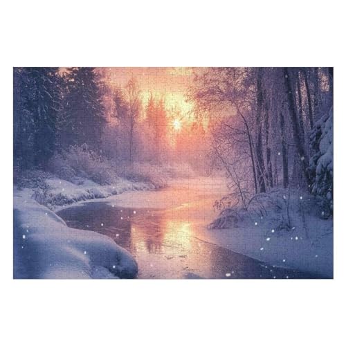 Rätsel Für Erwachsene, Winter Snow Scene Anspruchsvolles Puzzle, Heimdekor-Geschenk, 1000 Teile 1000 PCS38*52cm von GDFWB