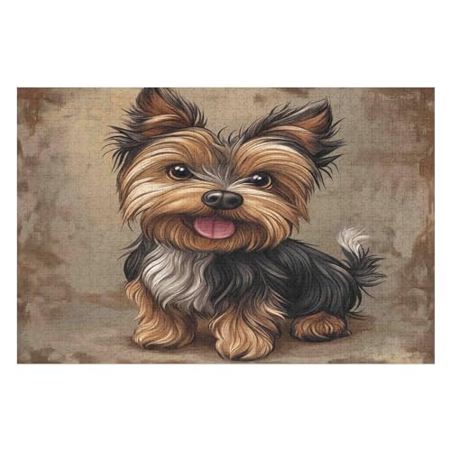 Rätsel Für Erwachsene, Yorkshire Terrier Anspruchsvolles Puzzle, Heimdekor-Geschenk, 1000 Teile 1000 PCS 50 * 70cm von GDFWB