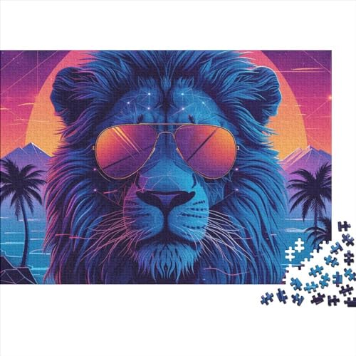 Retro-Löwen-Puzzle 1000 Teile für Erwachsene, Tierklasse 1000 Puzzles, Fix-Puzzle für Heimdekoration, 1000 Teile, 75 x 50 cm von GDFWB