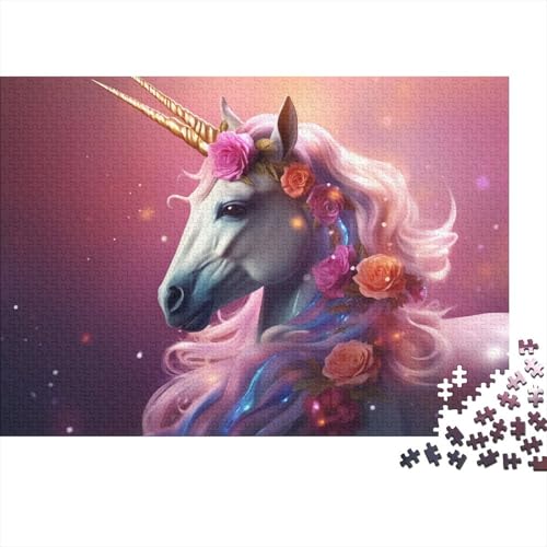 Rose Weißes Pferd Hölzerne Puzzles Wasserfest 1000 Teile DIY- Puzzle Für Erwachsene Herausfordernd Und Knifflig Puzzle Für Erwachsene Herausfordernde Puzzlespiele（75 * 50cm） von GDFWB