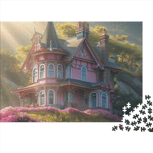 Schönes Haus, 300-teiliges Puzzle für Erwachsene, Puzzle, Bunte Blumenbeete, 300-teiliges schwieriges, unmögliches Puzzle, anspruchsvolles Spiel, Familienaktivitätspuzzle, 300 Teile, 38 x 26 cm von GDFWB