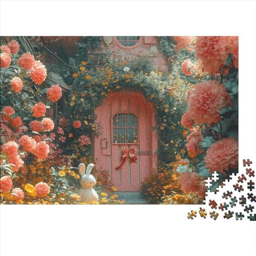 Schönes Haus-Puzzle 300 Teile für Erwachsene. Puzzle Moderne Residenzen umgeben von Blumen. 300 Teile Schwieriges Unmögliches Puzzle Premium Tolles Geschenk für Erwachsene. 300 Teile 38 * 26 cm von GDFWB