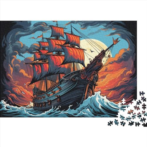 Segelboot-Schiff-Puzzle 1000 Teile für Erwachsene Puzzle Sonnenuntergang Meerblick 1000 Teile Schwieriges Unmögliches Puzzle Heimdekoration Puzzle 1000 Teile 75 * 50 cm von GDFWB