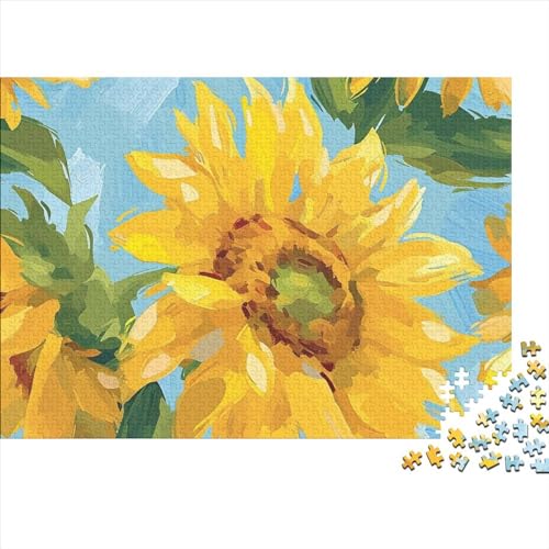 Sonnenblumen-Puzzle, 1000 Teile, Puzzle für Erwachsene, Ölgemälde-Stil, 1000 Teile, schwieriges, unmögliches Puzzle, Premium, tolles Geschenk für Erwachsene, 1000 Teile, 75 x 50 cm von GDFWB