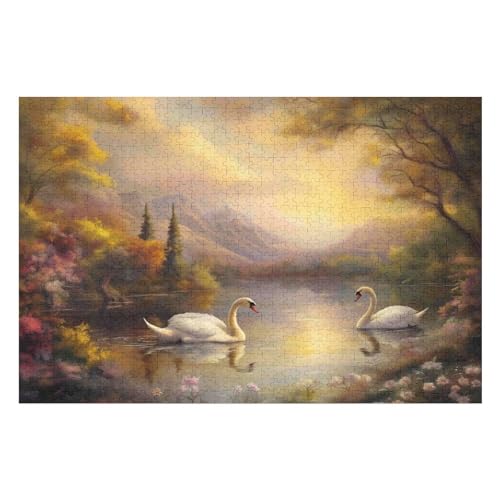 Swan Puzzle, Lustige Aktivität Für Die Ganze Familie, Langlebiger Karton, 1000 Teile, 1000 PCS 50 * 70cm von GDFWB