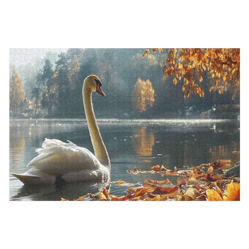 Swan Puzzle, Lustige Aktivität Für Die Ganze Familie, Langlebiger Karton, 1000 Teile, 1000 PCS 50 * 70cm von GDFWB