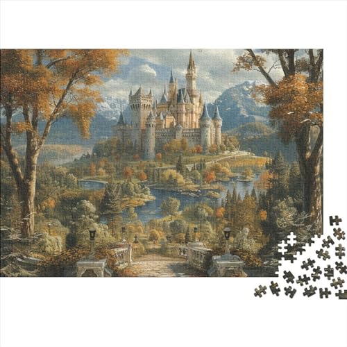 Traumschloss-Puzzle 1000 Teile für Erwachsene, Puzzle friedliche Herbstlandschaft, 1000 Teile, schwieriges, unmögliches Puzzle, Premium, tolles Geschenk für Erwachsene, 1000 Teile, 75 x 50 cm von GDFWB