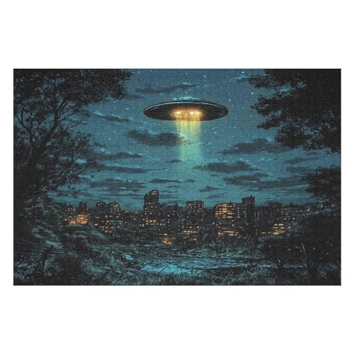 UFO Puzzle, Lustige Aktivität Für Die Ganze Familie, Langlebiger Karton, 1000 Teile, 1000 PCS 75 * 50cm von GDFWB