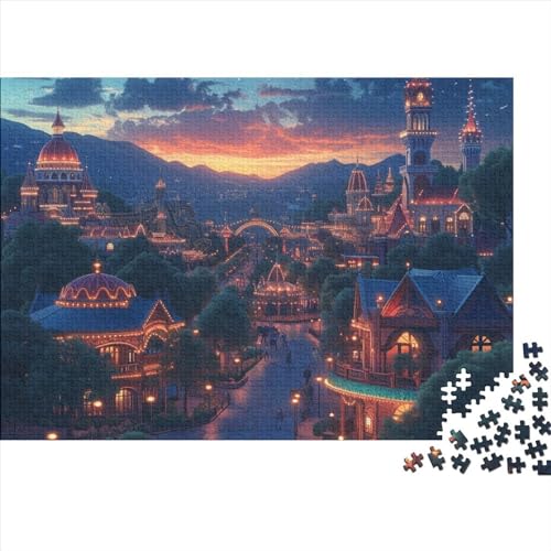 Vergnügungspark-Puzzle 300 Teile für Erwachsene Puzzle Nachtszene 300 Teile Schwieriges Puzzle Premium Heimdekorationspuzzle 300 Teile 38 * 26 cm von GDFWB