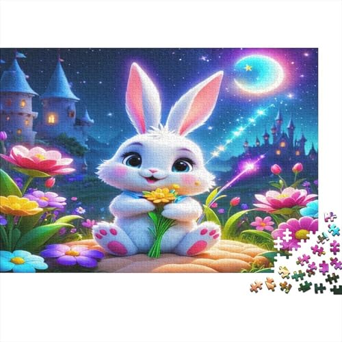 Weißes Kaninchen Hölzerne Puzzles Wasserfest 1000 Teile DIY-Colourful Puzzle Für Erwachsene Herausfordernd Und Knifflig Puzzle Für Erwachsene Herausfordernde Puzzlespiele（75 * 50cm） von GDFWB