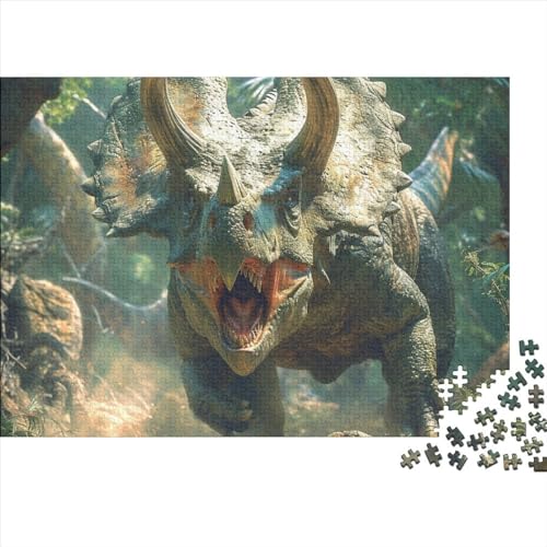 Wildes Triceratops-Puzzle 1000 Teile für Erwachsene, Puzzle Wildes Tier, 1000 Teile Schwieriges Unmögliches Puzzle Herausforderndes Spiel Tolles Geschenk für Erwachsene, 1000 Teile, 75 * 50 cm von GDFWB