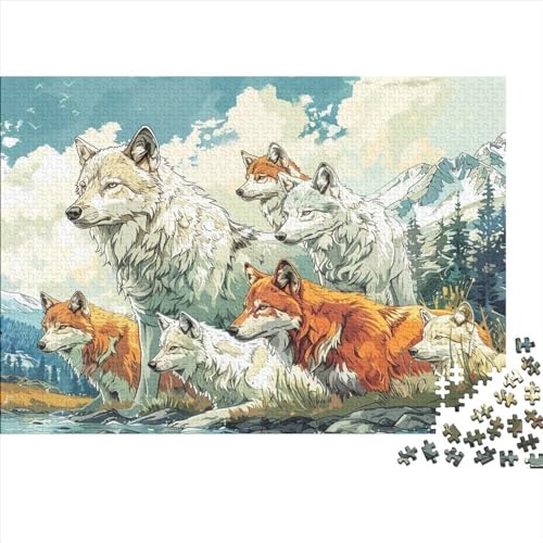 Wolf Puzzle,1000 Teile Puzzle Tier Zeichentrickfilm,Erwachsene Puzzlespiel,Weihnachts-/Neujahrsgeschenk,Puzzle-Spielzeug Für Dekorative Malerei 1000pcs （75 * 50cm） von GDFWB