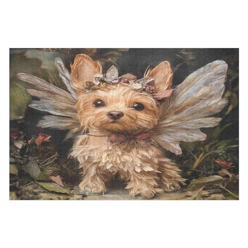 Wood-Puzzle-Yorkshire Terrier -Serie Poster -DIY-Modellbausatz Für Erwachsene Und Jugendliche - Ideales Weihnachts- Und Neujahrsgeschenk 2000 PCS 70 * 100cm von GDFWB