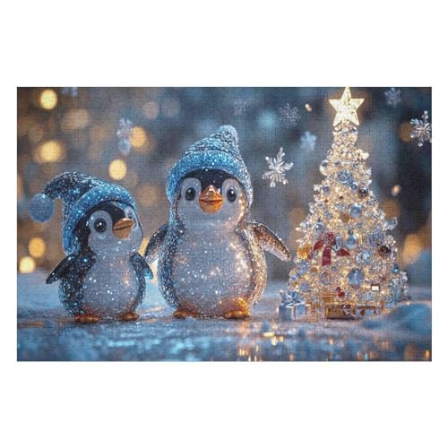 Wood Puzzles Für Erwachsene Und Kinder,Crystal Penguin Puzzle Spielzeugset, Familienspiele Home Decor Geschenk 1000 PCS-38 * 52cm von GDFWB