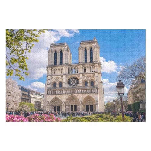 Wood Puzzles Für Erwachsene Und Kinder,Notre Dame De Paris Puzzle Spielzeugset, Familienspiele Home Decor Geschenk 1000 PCS-50 * 75cm von GDFWB