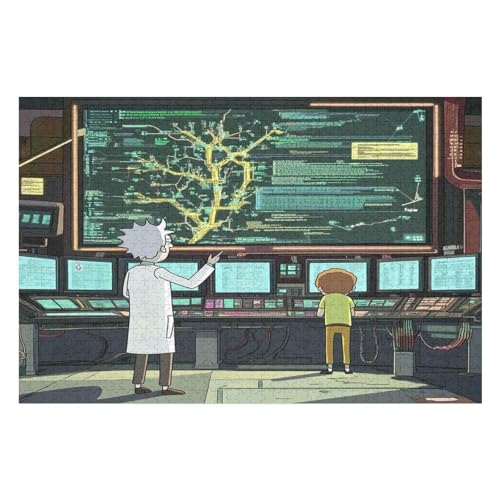 Wood Puzzles Für Erwachsene Und Kinder,Rick and Morty Puzzle Spielzeugset, Familienspiele Home Decor Geschenk 1000 PCS von GDFWB