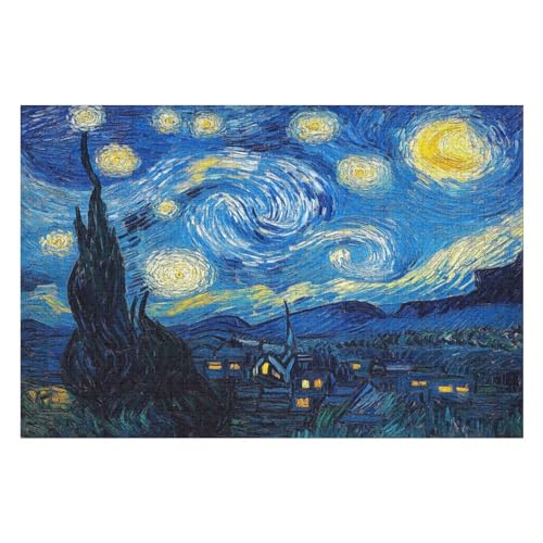 Wood Puzzles Für Erwachsene Und Kinder,Starry Night Puzzle Spielzeugset, Familienspiele Home Decor Geschenk 1000 PCS von GDFWB