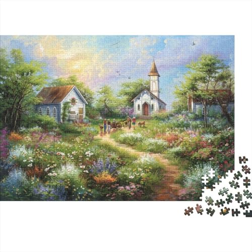 Beautiful Country Church 1000 Piece Jigsaw Puzzles for Adults 1000 Piece Jigsaws Challenging Puzzles for Adults 1000 Jigsaw Puzzles for Adults for Adults & Kids Age 12 Years Up 1000pcs 75 * 50cm von GDFWB