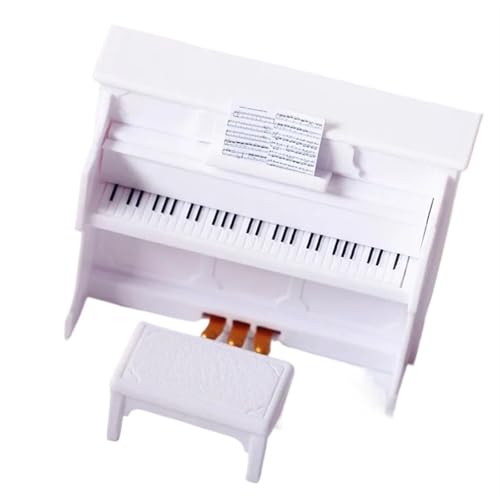 Mini-Klavier Mit Hocker Musikinstrumentenmodell Für Hauszubehör Dekor Miniatur-Klavierset(White) von GDINYONGZE