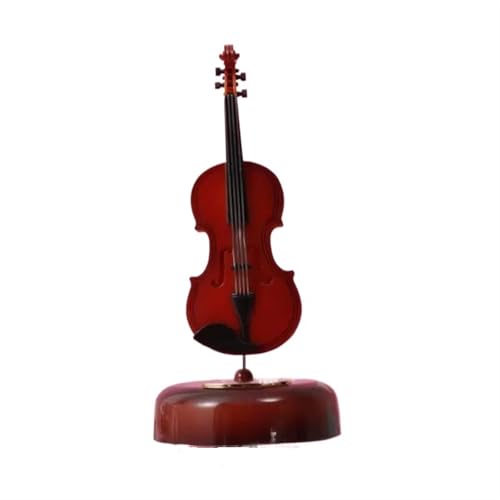 Miniatur-Gitarrenmodell-Spieluhr Replik Mini-Violine Harfe Spieldosen Musikinstrument-Ornamente(Violin) von GDINYONGZE