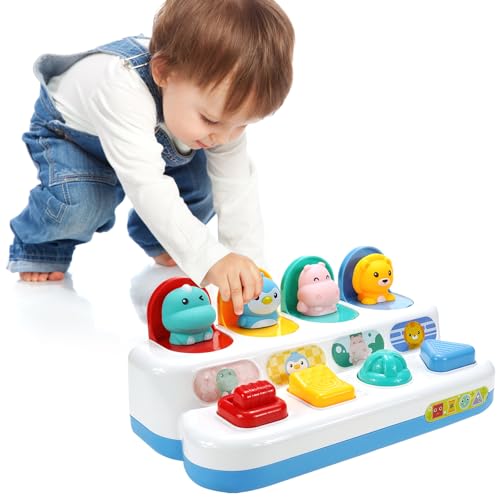 GDJIAJT Pop up Baby Spielzeug ab 12 Monate, Montessori Spielzeug ab 1 Jahr Motorikspielzeug ab 6 Monten Frühe Entwicklung Ursache & Wirkung Lernspielzeug Baby Ostern Geschenk Jungen Mädchen von GDJIAJT